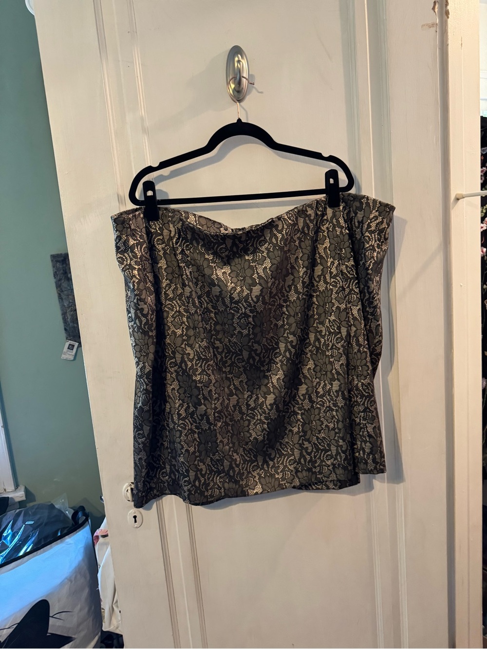 Lane Bryant Black and Gold Lace Pencil Skirt